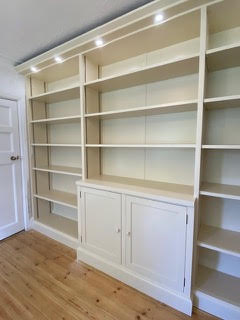 Bespoke fitted bookshelves by Novopro carpentry team, Bournemouth