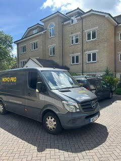 Novopro Fire Protection van attending a residential flats block, Bournemouth